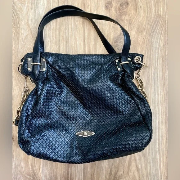 Elliott Lucca, beautiful black woven Hobo bag EUC